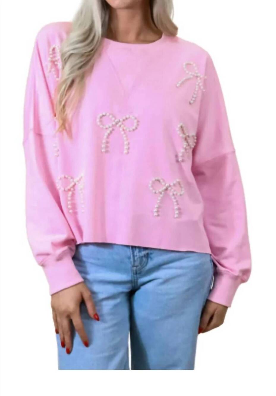 NEW JANE MARIE women's pretty long sleeve shirt in pearls  purple